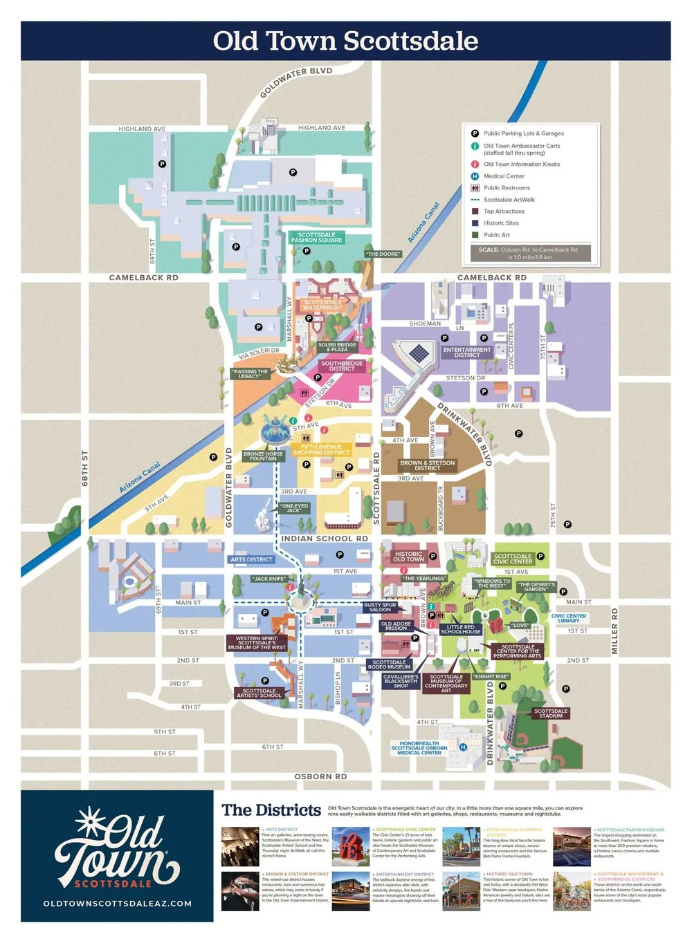 Official Old Town Scottsdale kiosk map from the original Zephyr guide